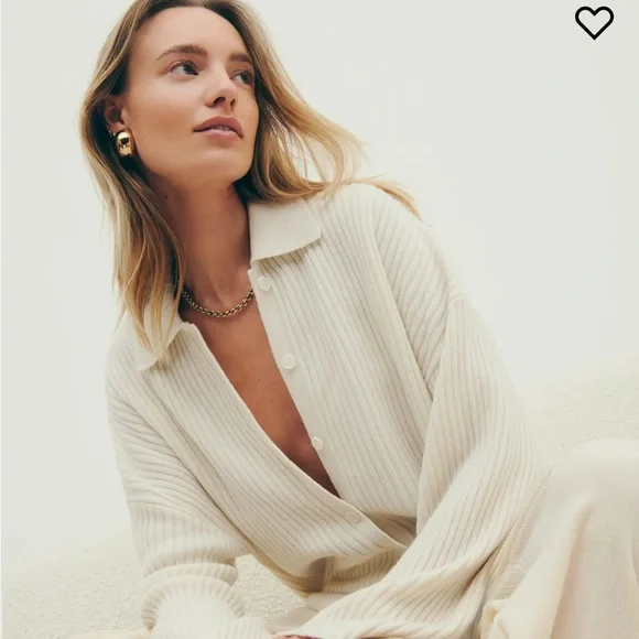 Reformation - “Fantino Cashmere Collared Cardigan” - NWT - Size Small - Cream
